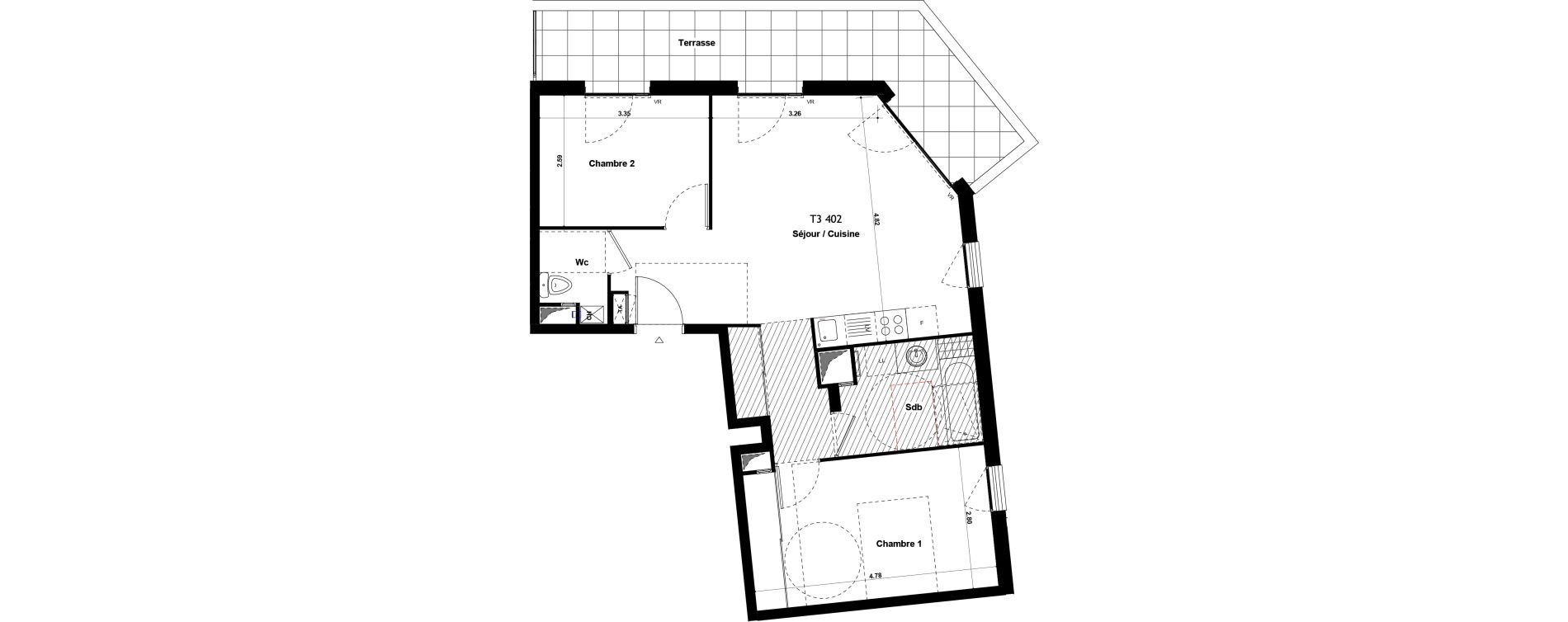 Appartement T3 de 59,10 m2 &agrave; Givors Centre