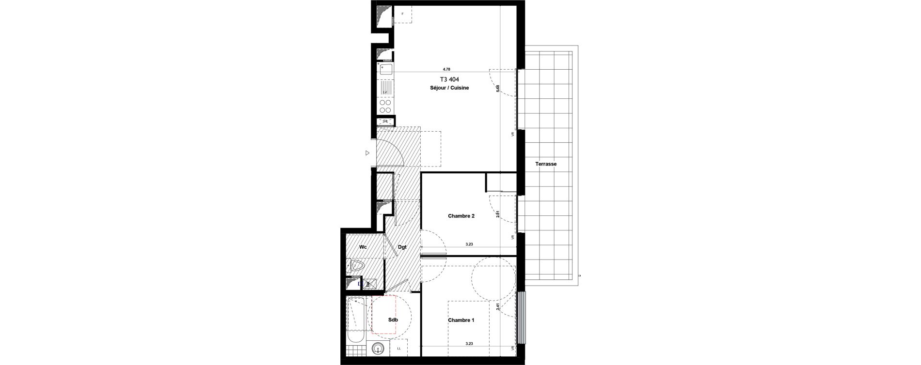 Appartement T3 de 58,49 m2 &agrave; Givors Centre