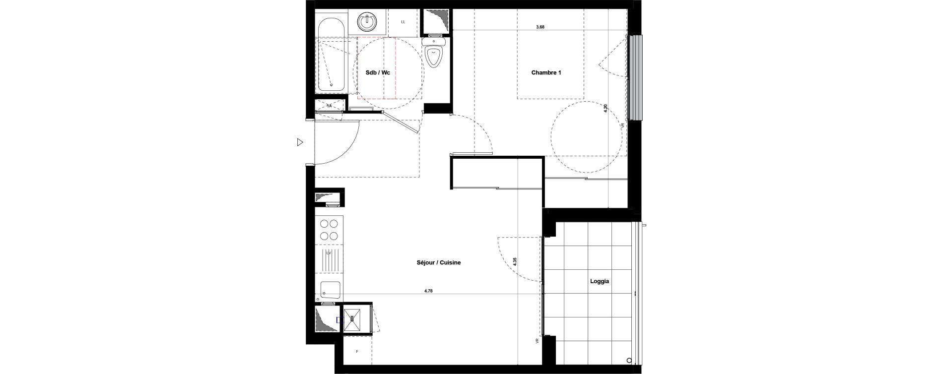 Appartement T2 de 41,13 m2 &agrave; Givors Centre