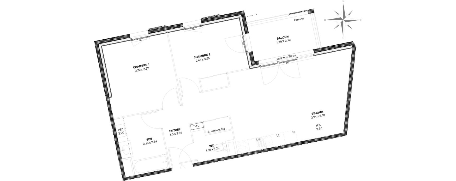 Appartement T3 de 59,23 m2 &agrave; Givors Centre ville