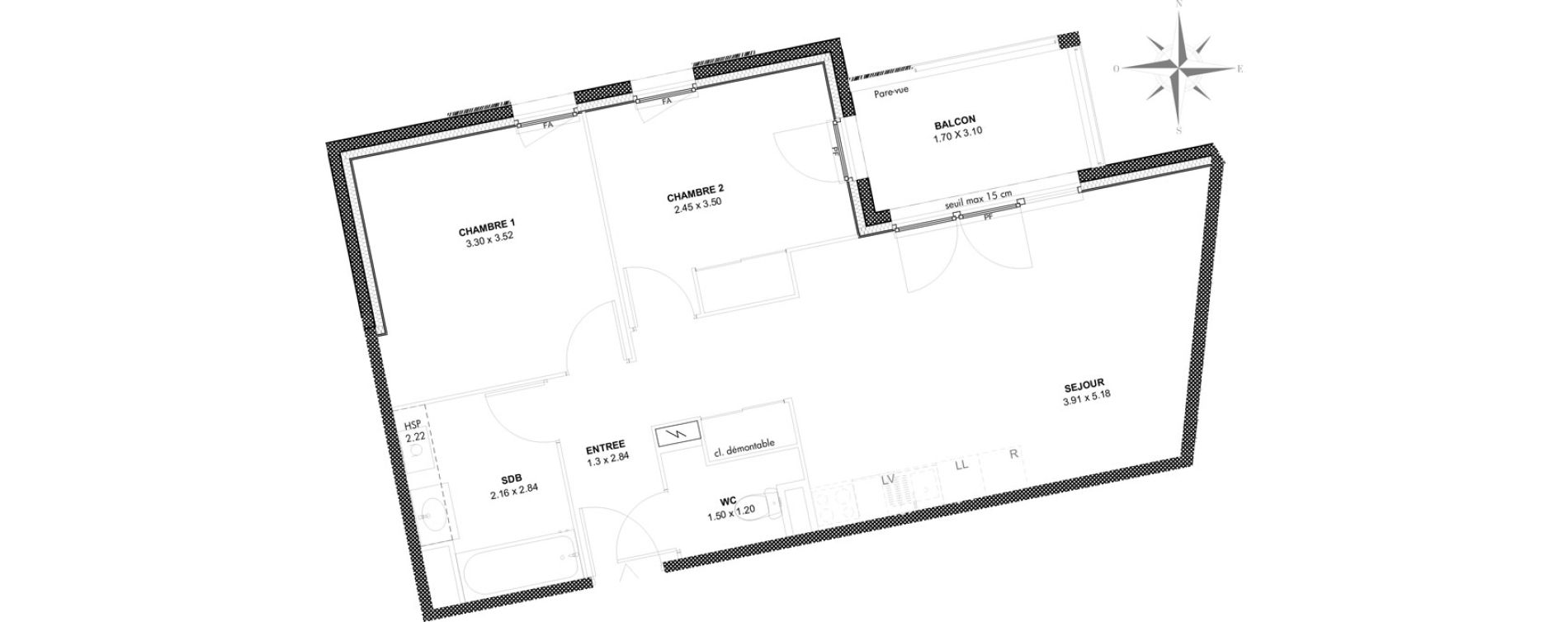 Appartement T3 de 59,16 m2 &agrave; Givors Centre ville