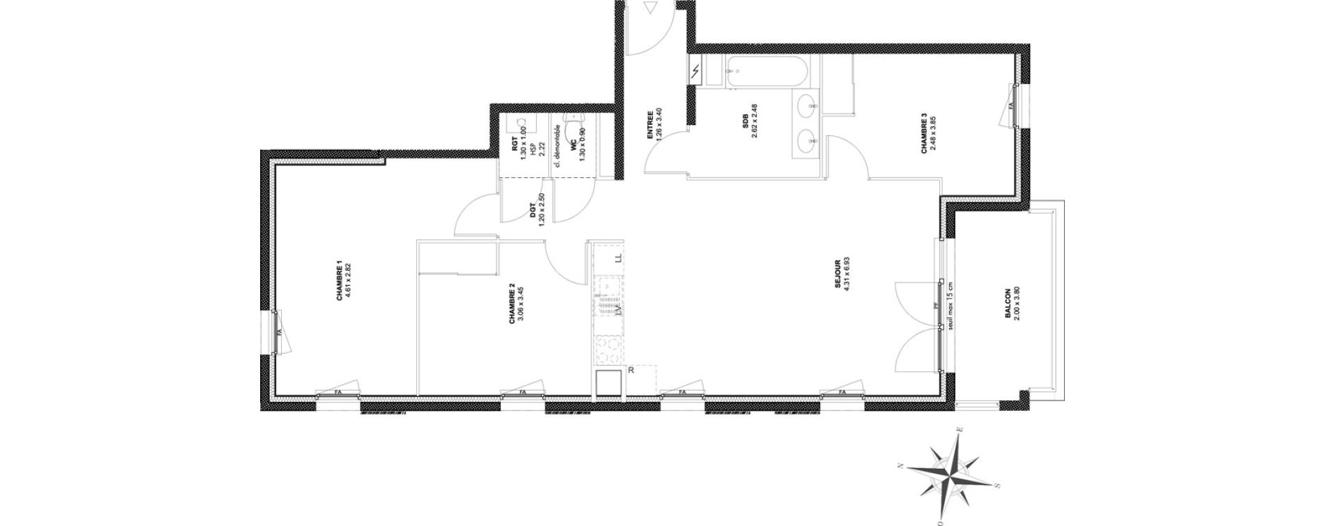 Appartement T4 de 80,78 m2 &agrave; Givors Centre ville