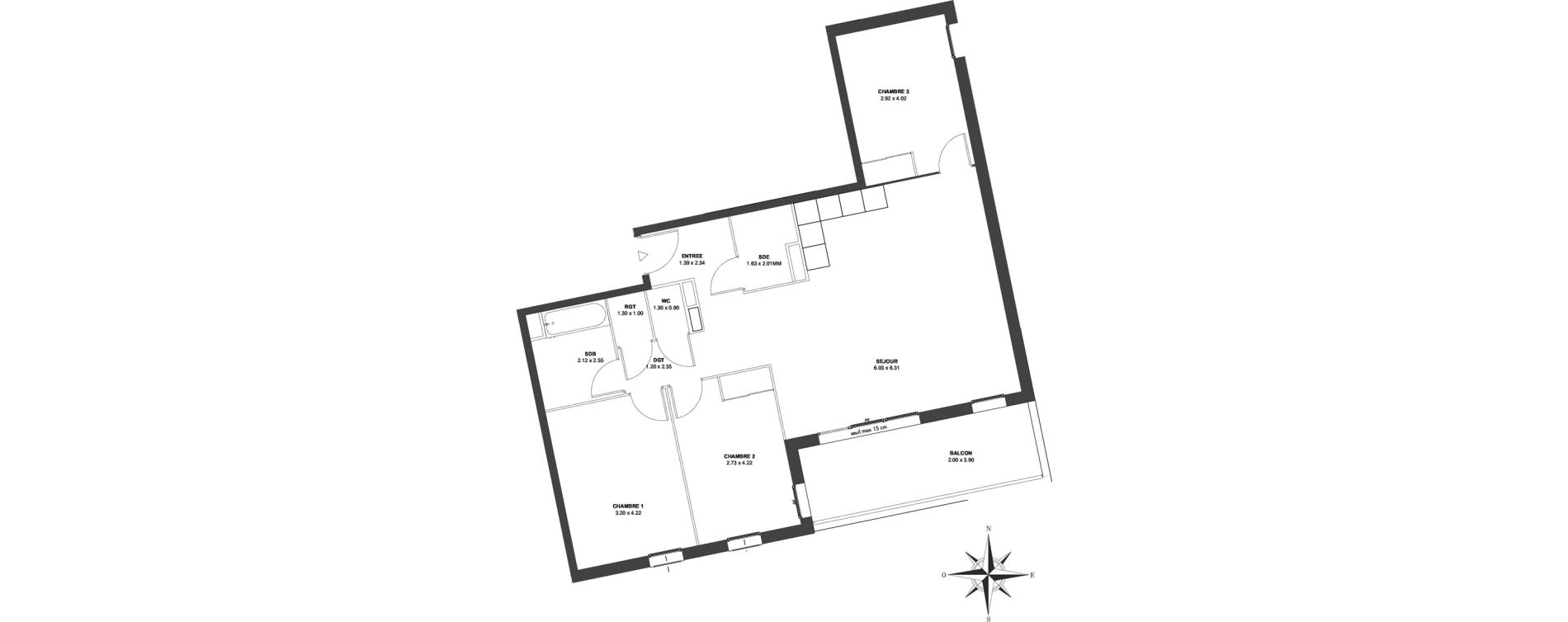 Appartement T4 de 92,09 m2 &agrave; Givors Centre ville