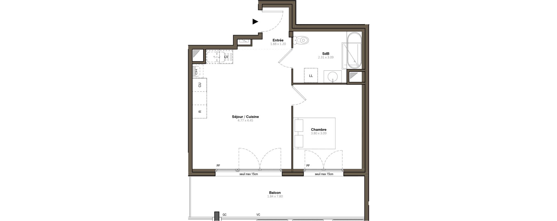 Appartement T2 de 44,85 m2 &agrave; Givors Centre