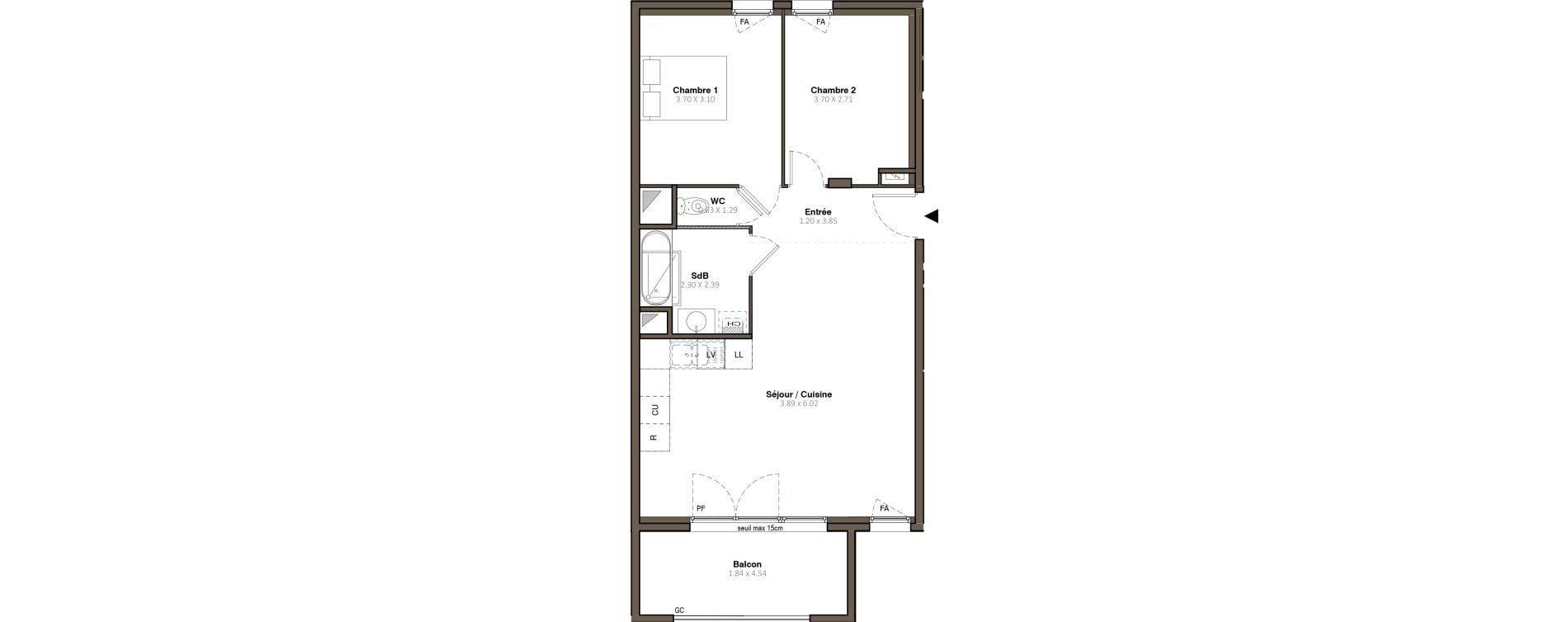 Appartement T3 de 62,96 m2 &agrave; Givors Centre