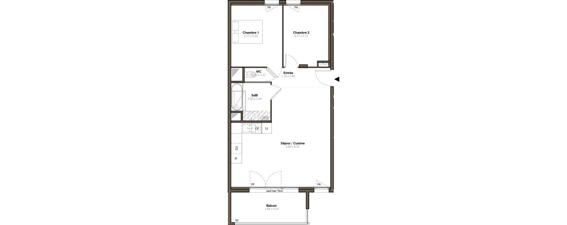Appartement T3 de 62,96 m2 &agrave; Givors Centre