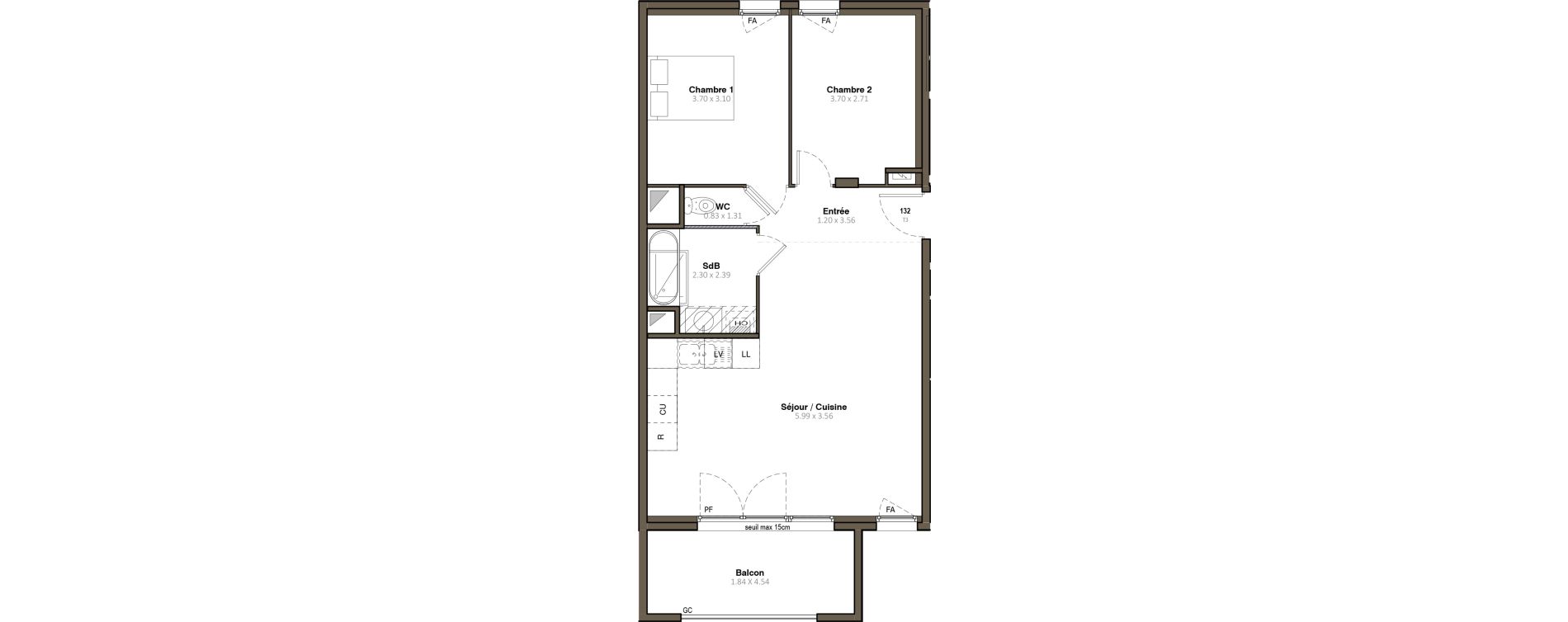 Appartement T3 de 62,96 m2 &agrave; Givors Centre