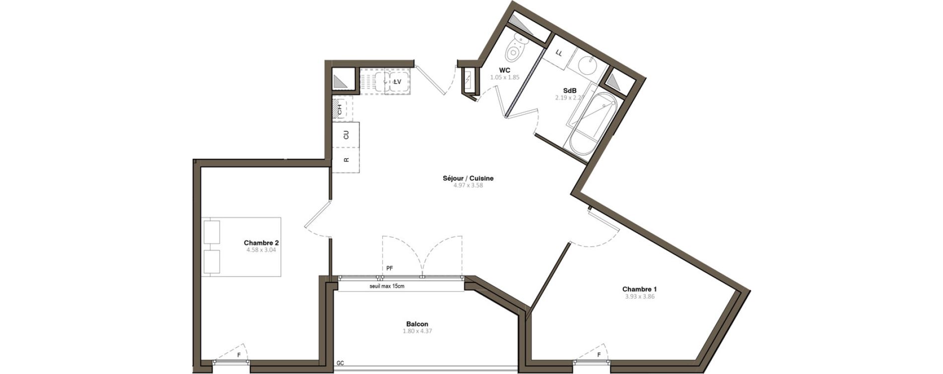 Appartement T3 de 56,57 m2 &agrave; Givors Centre