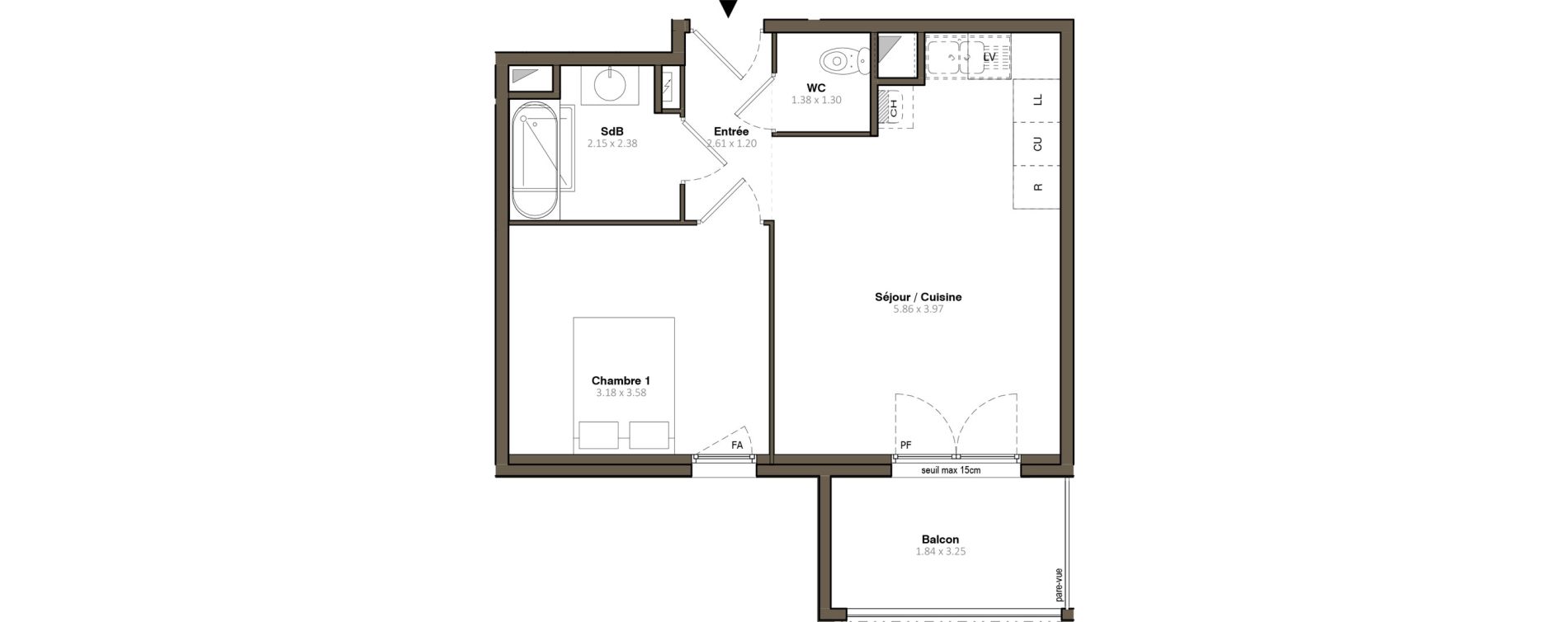Appartement T2 de 41,90 m2 &agrave; Givors Centre