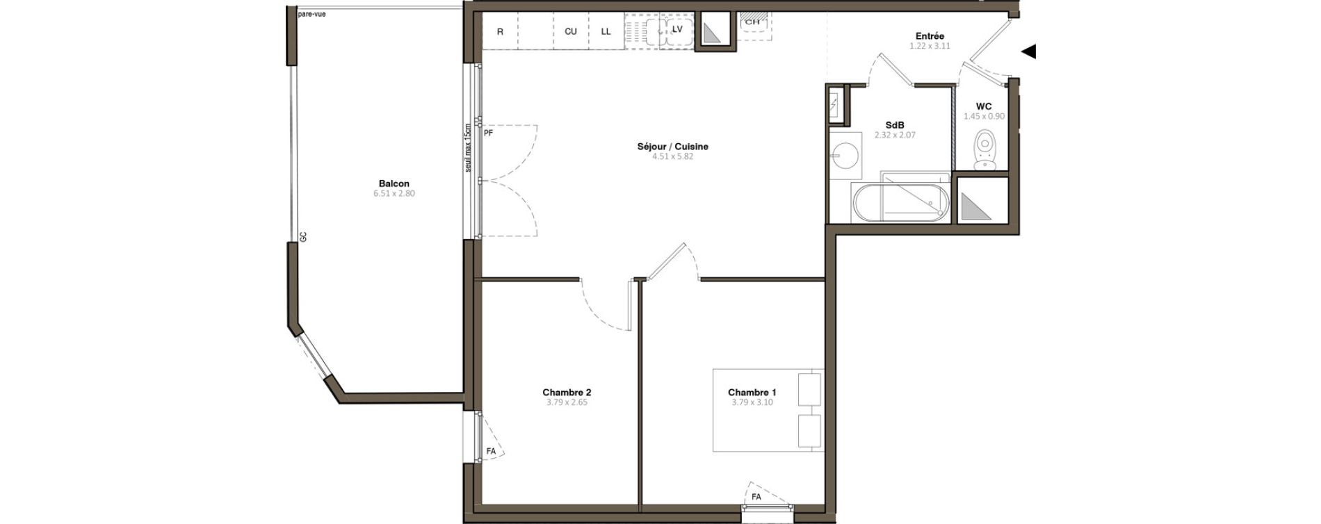 Appartement T3 de 57,17 m2 &agrave; Givors Centre