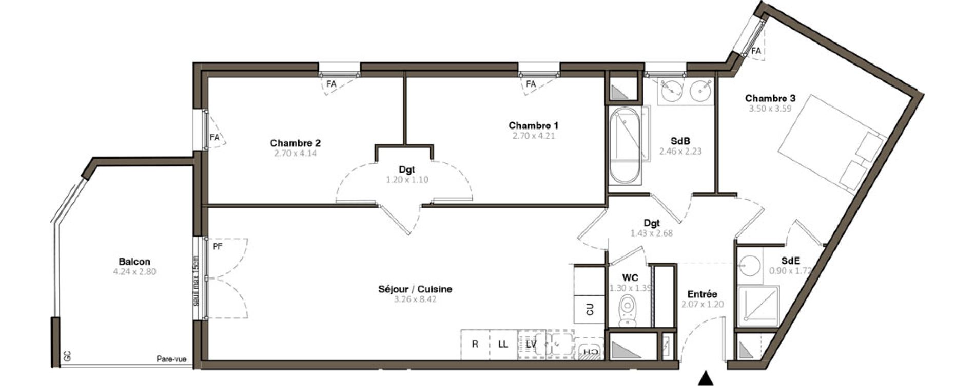 Appartement T4 de 78,73 m2 &agrave; Givors Centre