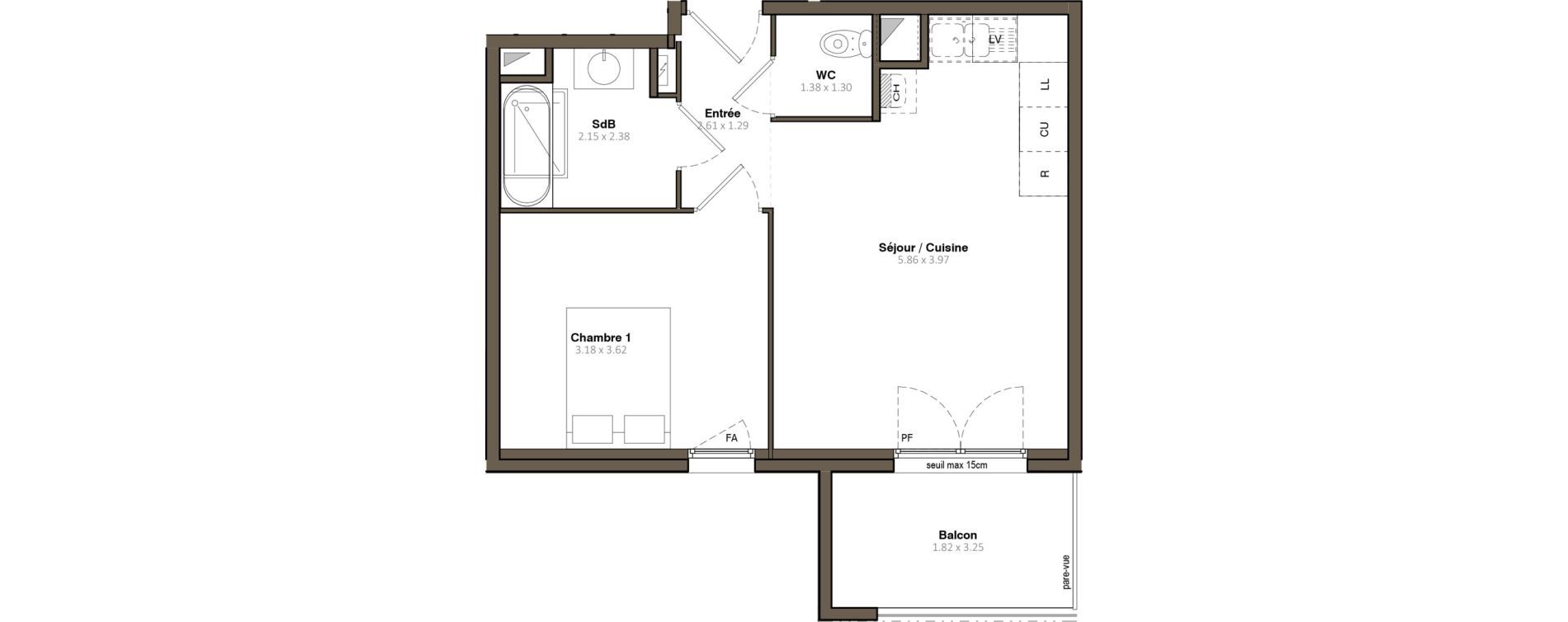 Appartement T2 de 41,91 m2 &agrave; Givors Centre