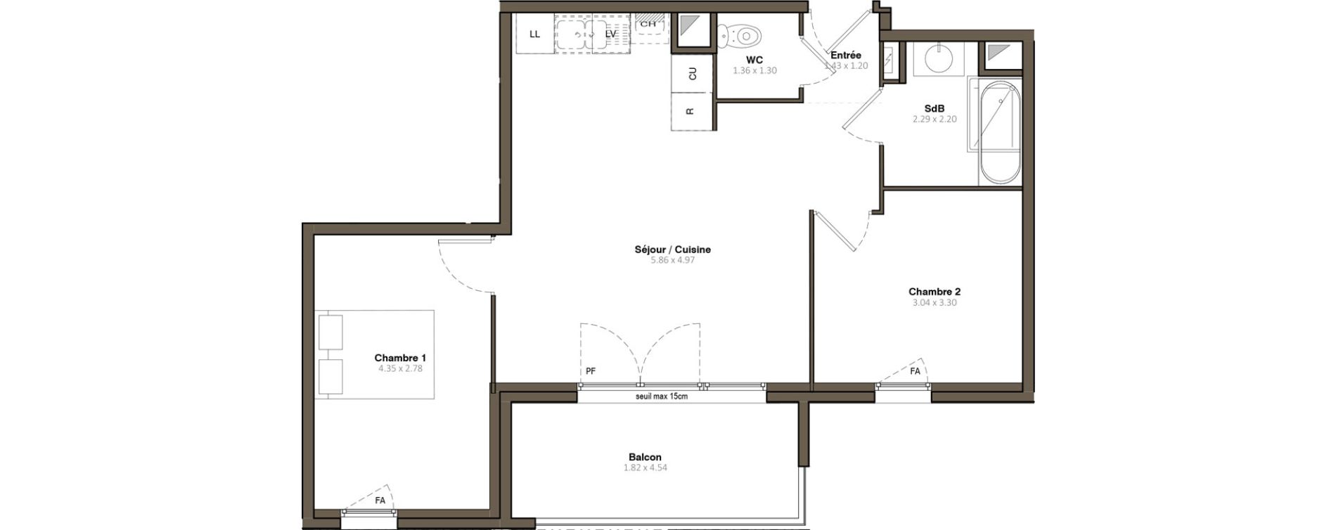 Appartement T3 de 57,07 m2 &agrave; Givors Centre