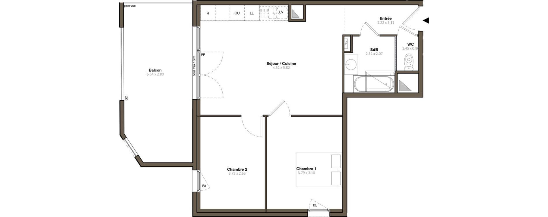 Appartement T3 de 57,17 m2 &agrave; Givors Centre
