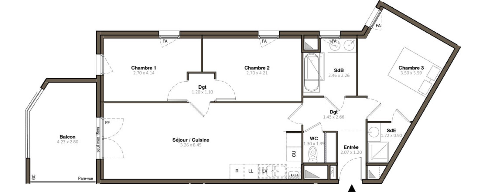 Appartement T4 de 78,73 m2 &agrave; Givors Centre