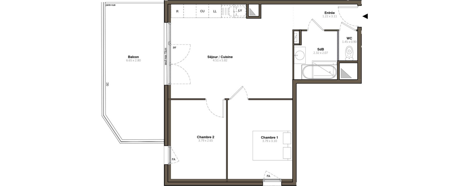 Appartement T3 de 57,17 m2 &agrave; Givors Centre