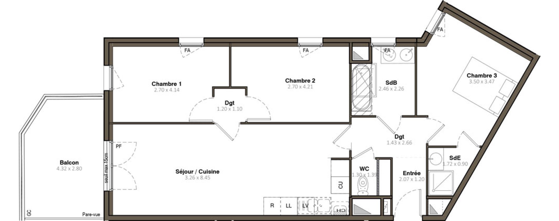 Appartement T4 de 78,32 m2 &agrave; Givors Centre