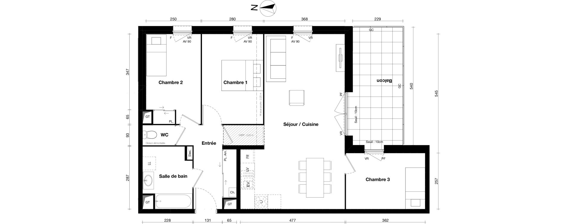 Appartement T4 de 79,66 m2 &agrave; Gleiz&eacute; Centre