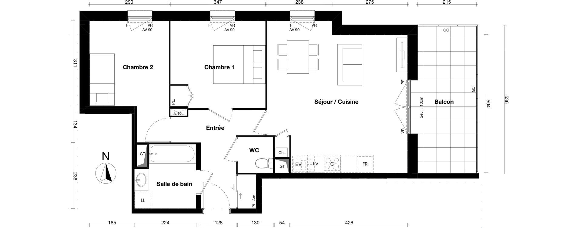 Appartement T3 de 62,25 m2 &agrave; Gleiz&eacute; Centre