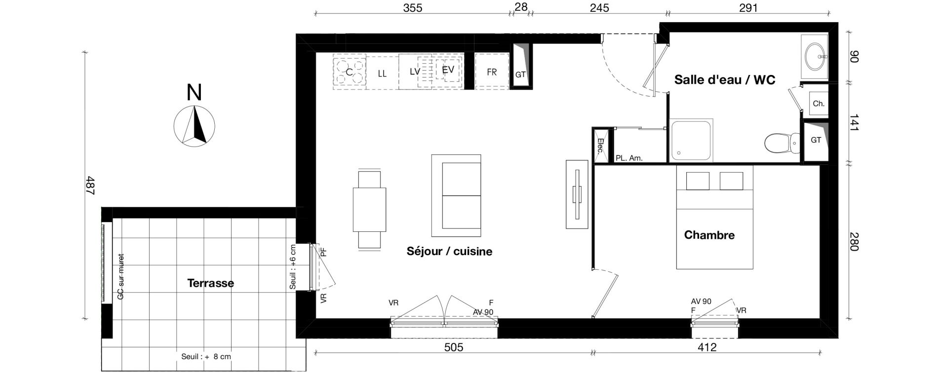 Appartement T2 de 45,12 m2 &agrave; Gleiz&eacute; Centre