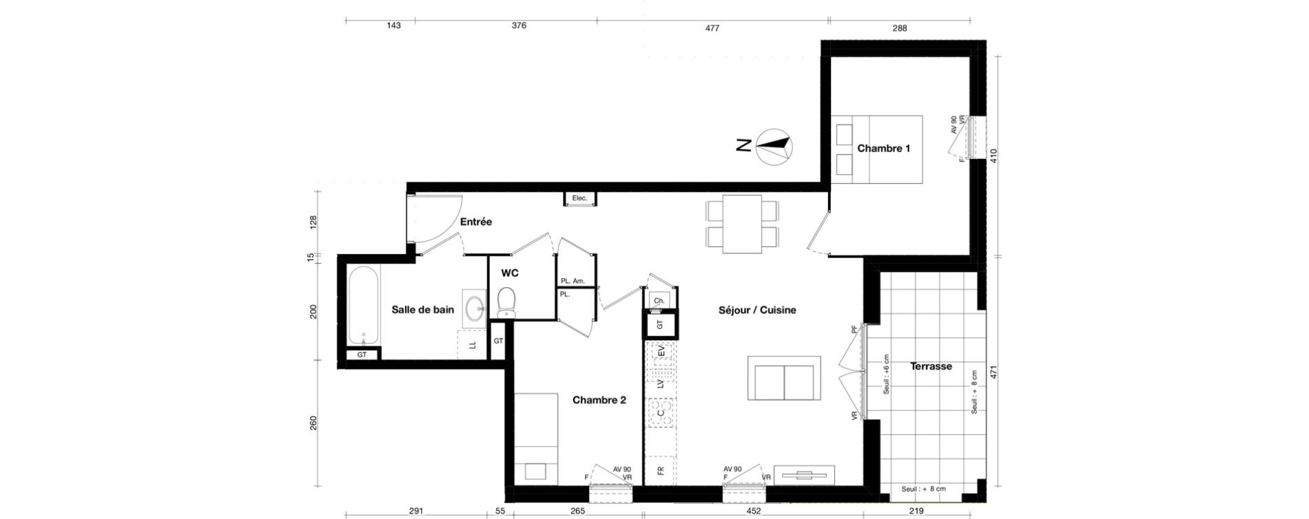 Appartement T3 de 62,64 m2 &agrave; Gleiz&eacute; Centre