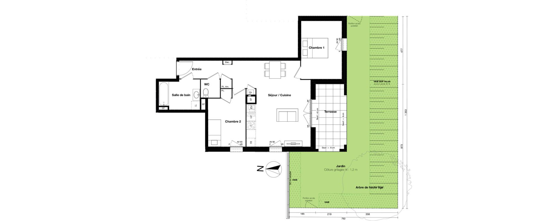 Appartement T3 de 62,64 m2 &agrave; Gleiz&eacute; Centre