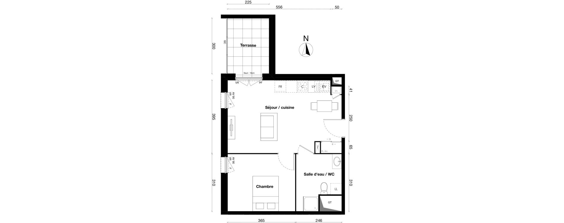 Appartement T2 de 41,70 m2 &agrave; Gleiz&eacute; Centre