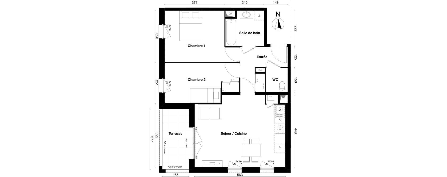 Appartement T3 de 60,40 m2 &agrave; Gleiz&eacute; Centre