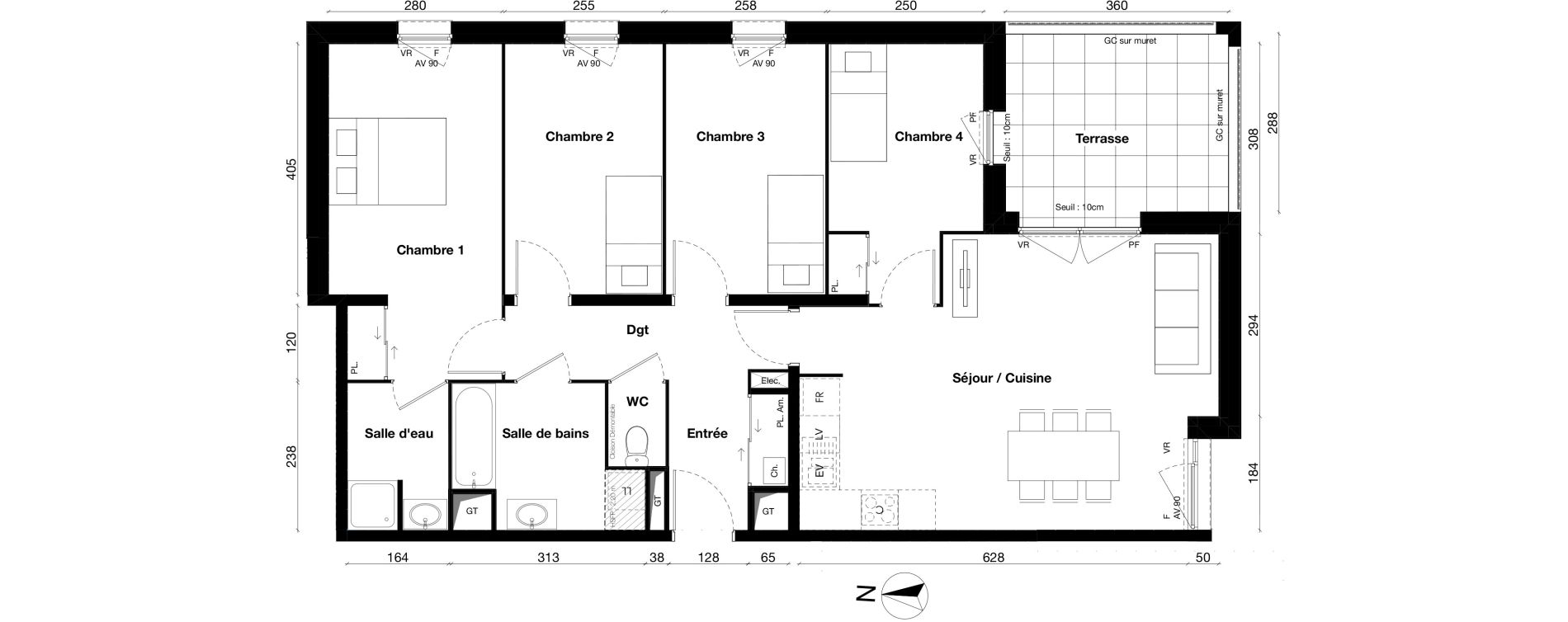 Appartement T5 de 94,37 m2 &agrave; Gleiz&eacute; Centre