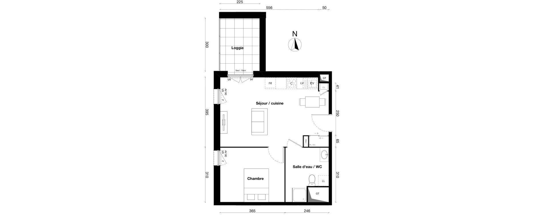 Appartement T2 de 41,70 m2 &agrave; Gleiz&eacute; Centre