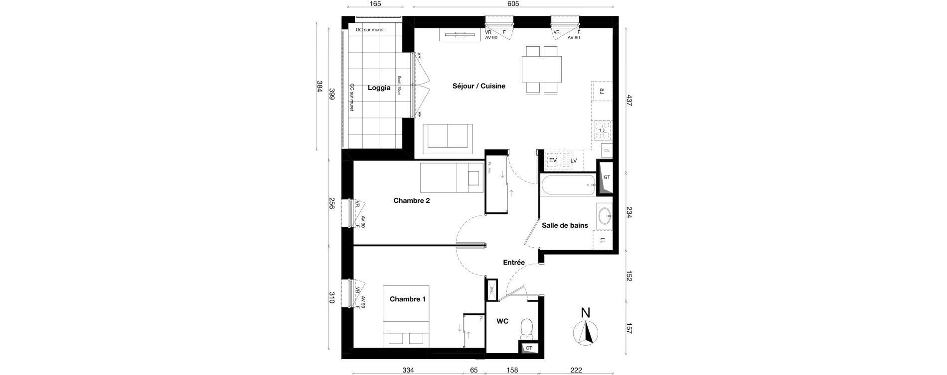 Appartement T3 de 60,54 m2 &agrave; Gleiz&eacute; Centre