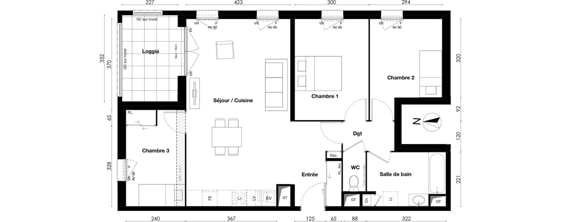 Appartement T4 de 81,55 m2 &agrave; Gleiz&eacute; Centre