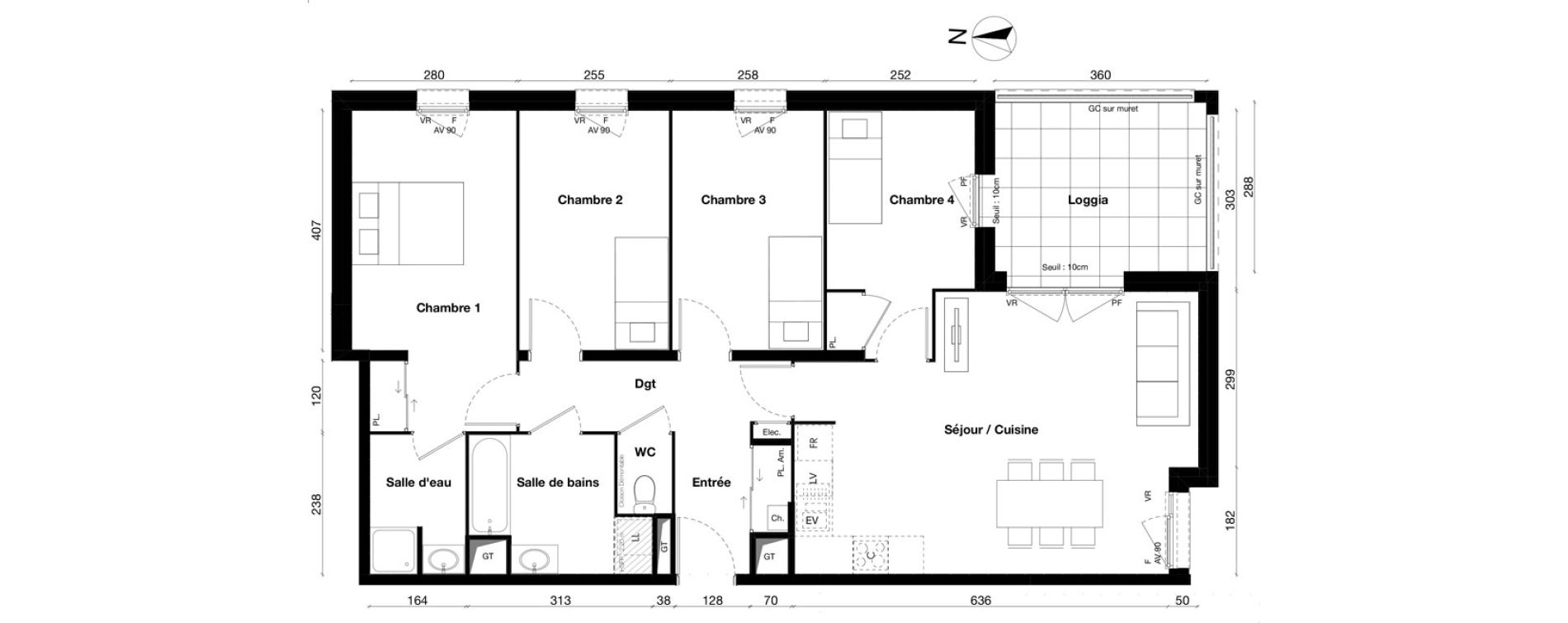 Appartement T5 de 95,21 m2 &agrave; Gleiz&eacute; Centre