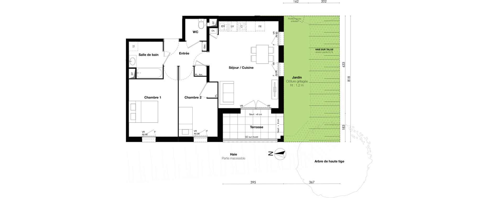 Appartement T3 de 58,75 m2 &agrave; Gleiz&eacute; Centre