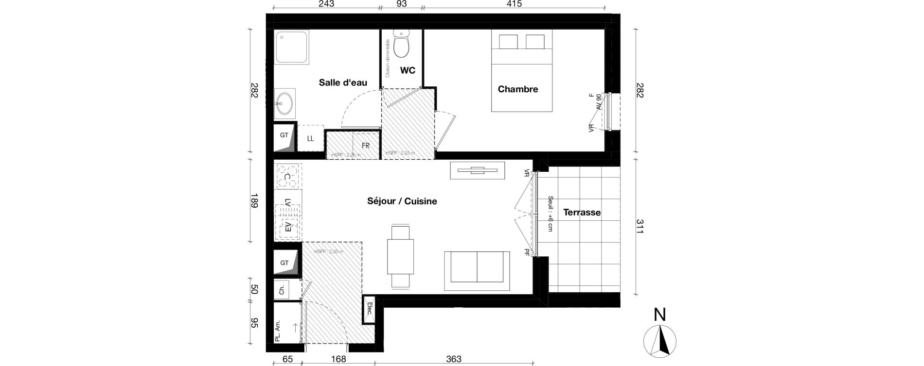 Appartement T2 de 41,53 m2 &agrave; Gleiz&eacute; Centre
