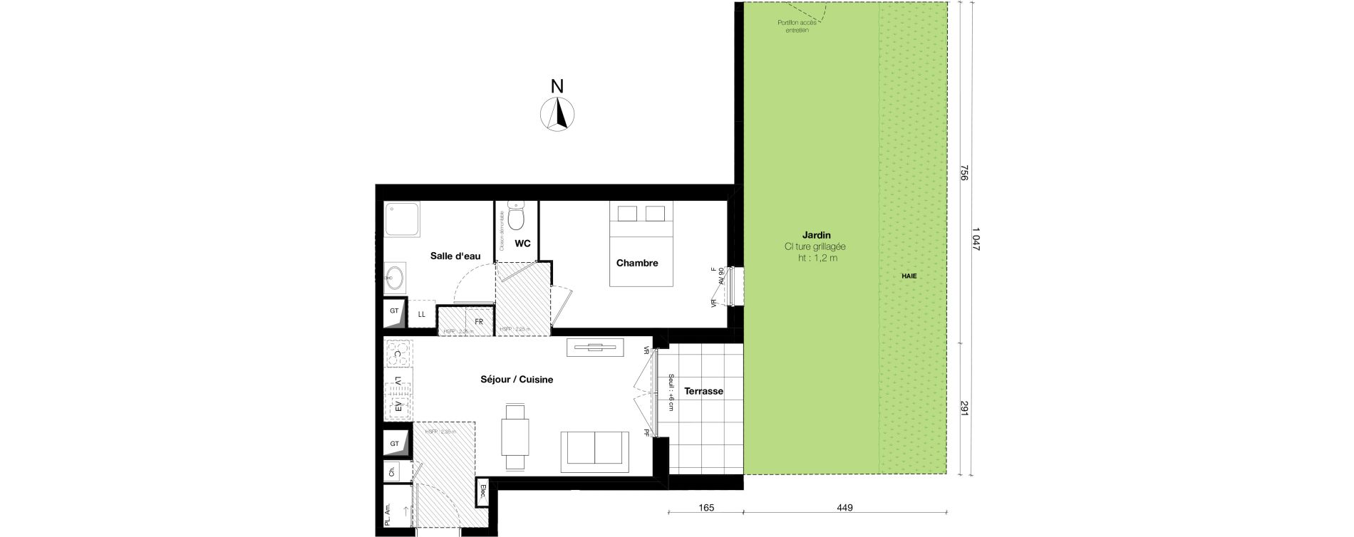 Appartement T2 de 41,53 m2 &agrave; Gleiz&eacute; Centre