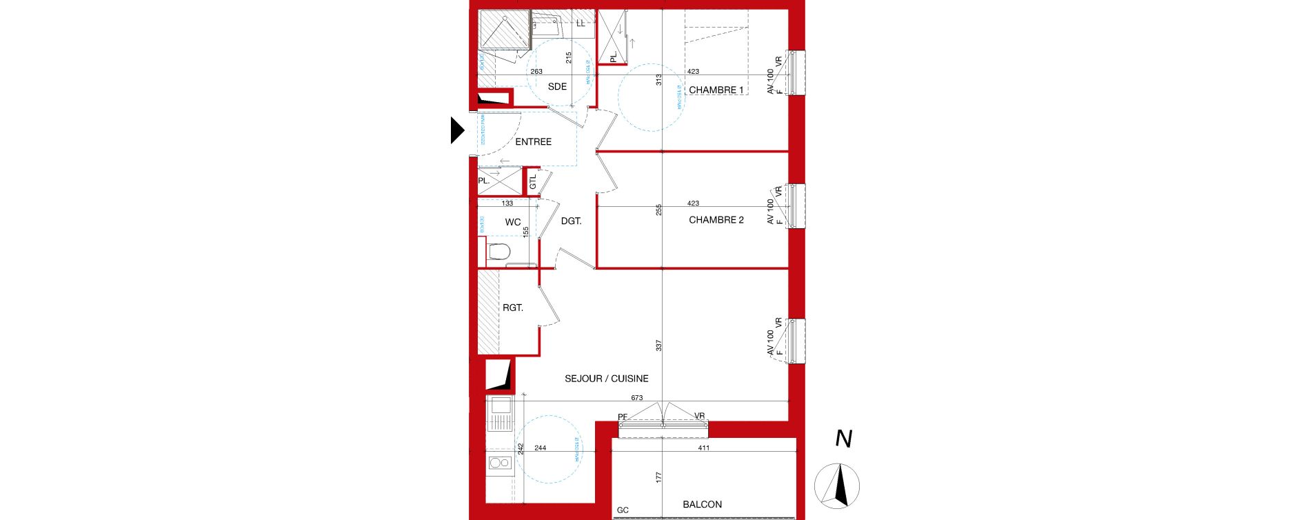 Appartement T3 de 63,00 m2 &agrave; Gleiz&eacute; Centre