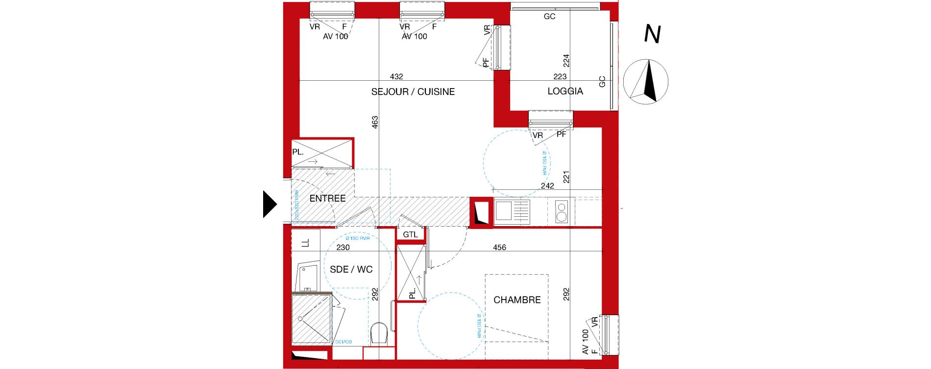 Appartement T2 de 43,39 m2 &agrave; Gleiz&eacute; Centre