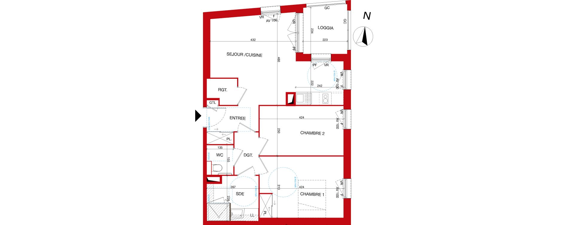 Appartement T3 de 60,86 m2 &agrave; Gleiz&eacute; Centre