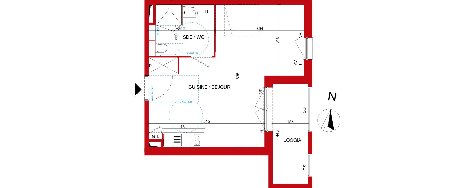 Appartement T1 de 36,19 m2 &agrave; Gleiz&eacute; Centre