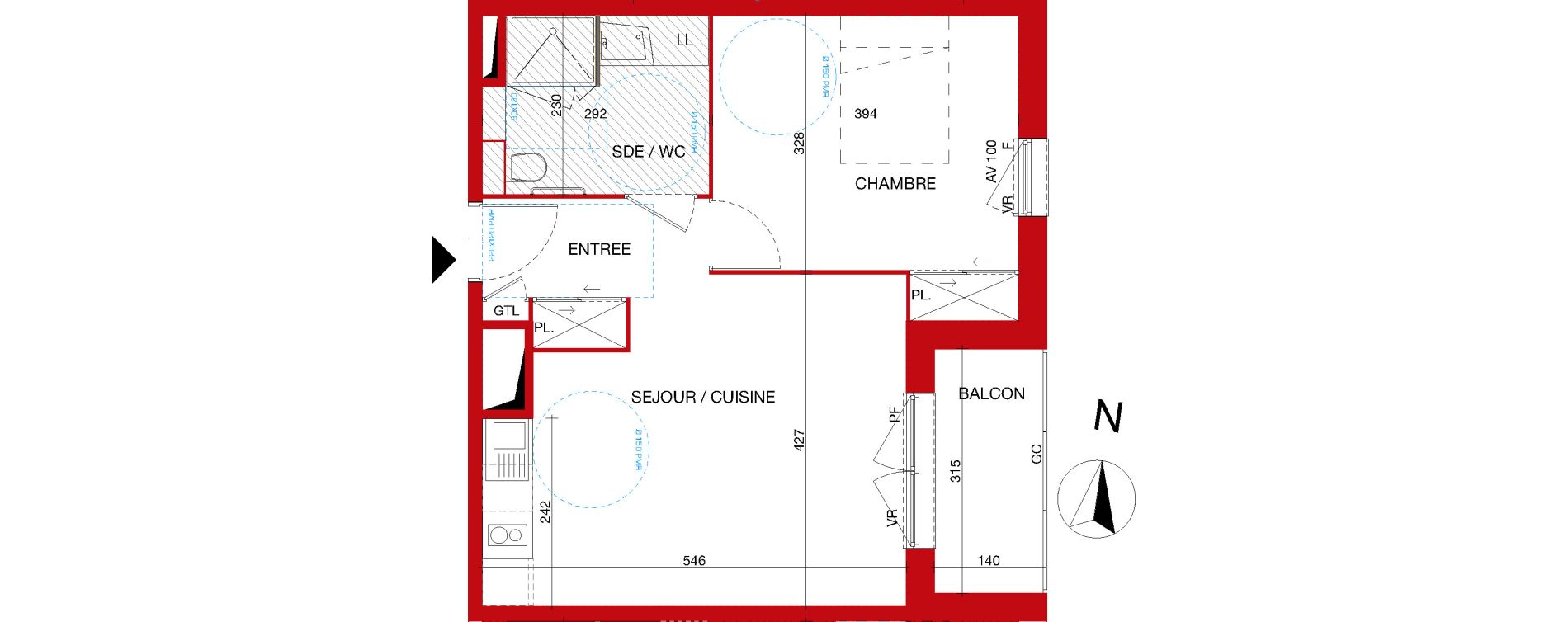Appartement T2 de 44,00 m2 &agrave; Gleiz&eacute; Centre