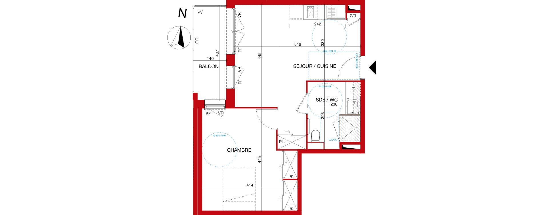 Appartement T2 de 45,22 m2 &agrave; Gleiz&eacute; Centre