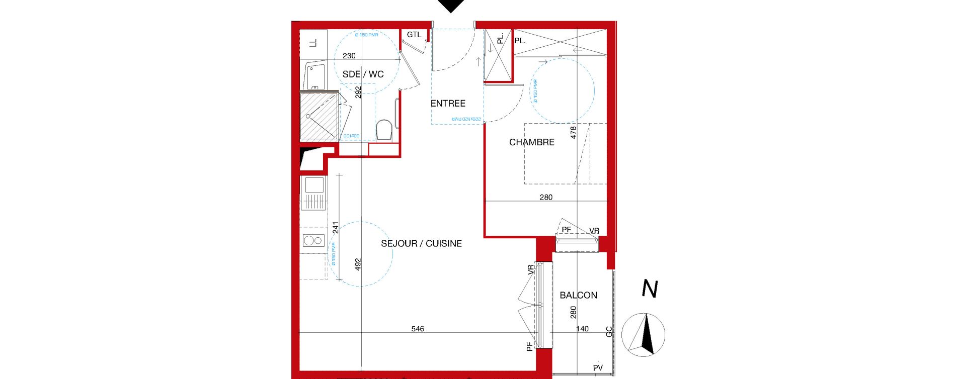 Appartement T2 de 48,05 m2 &agrave; Gleiz&eacute; Centre