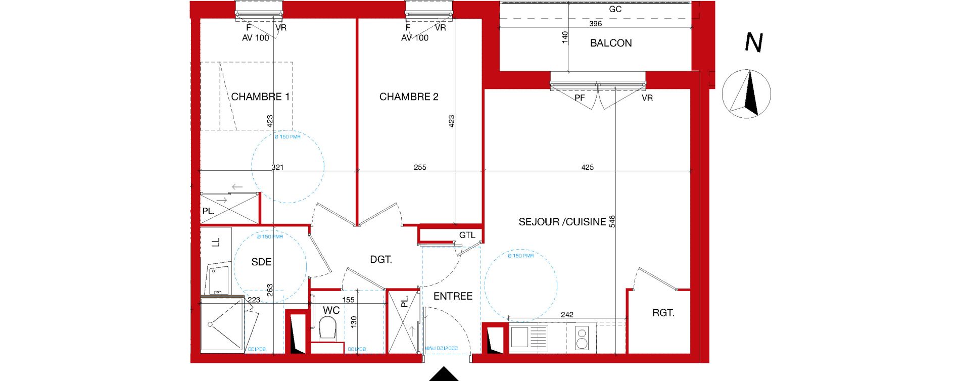 Appartement T3 de 60,17 m2 &agrave; Gleiz&eacute; Centre