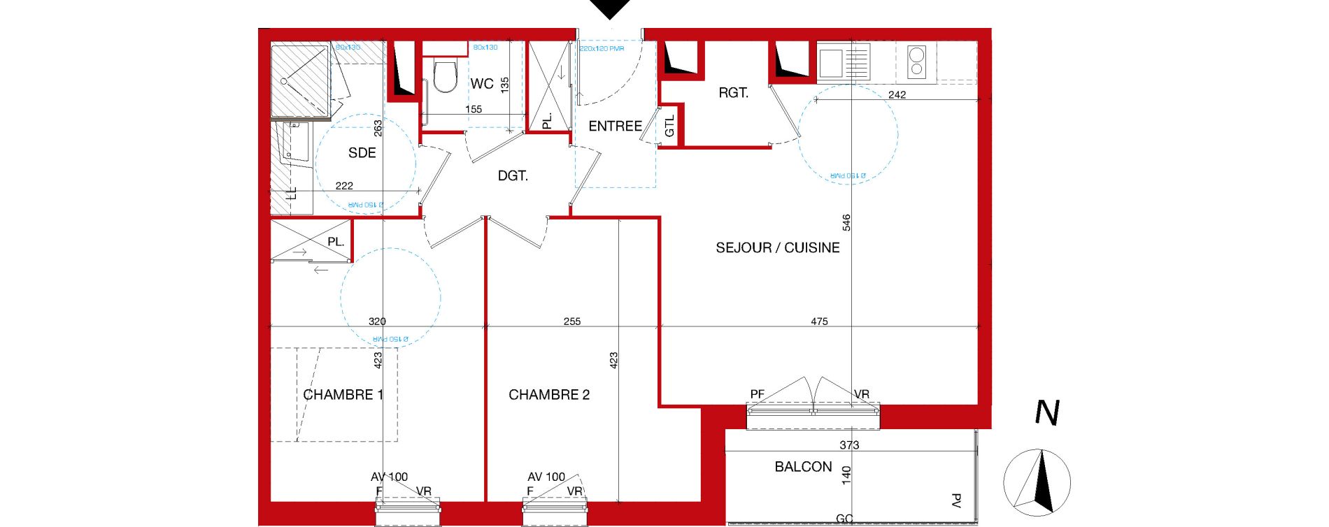 Appartement T3 de 62,49 m2 &agrave; Gleiz&eacute; Centre