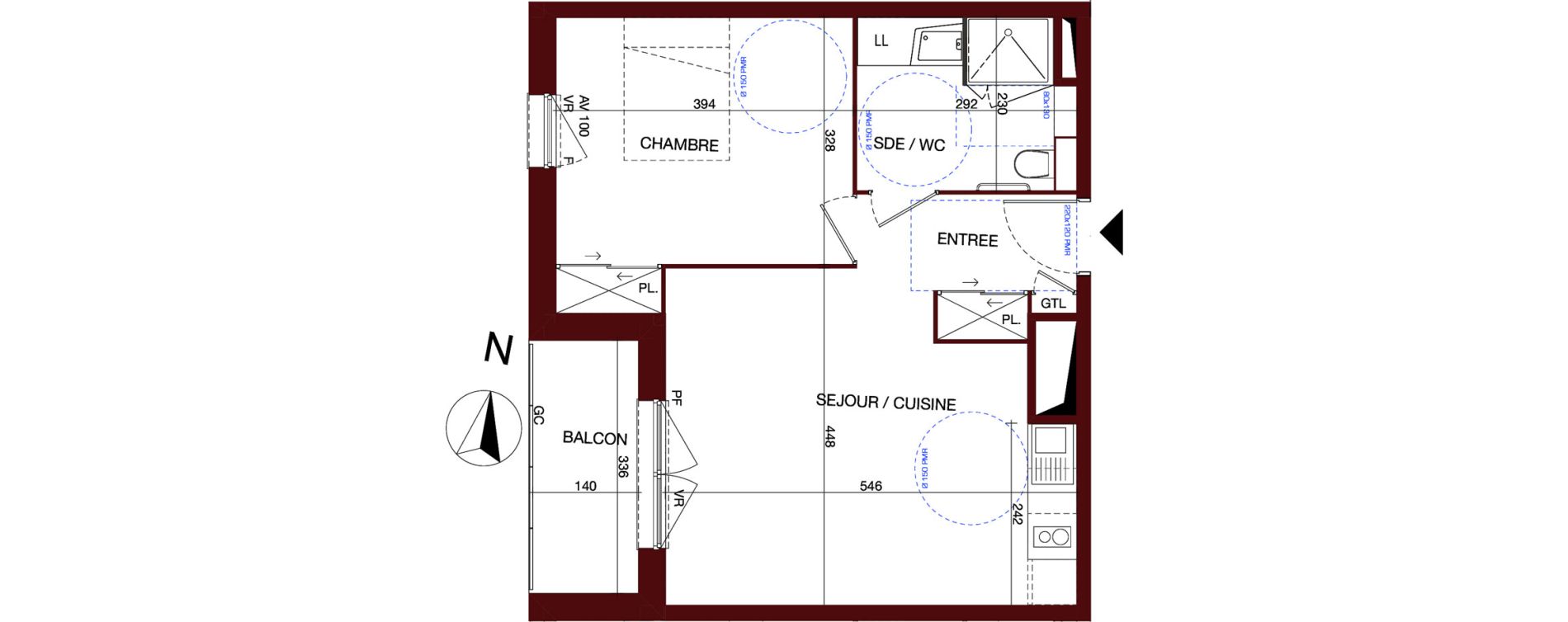 Appartement T2 de 44,96 m2 &agrave; Gleiz&eacute; Centre