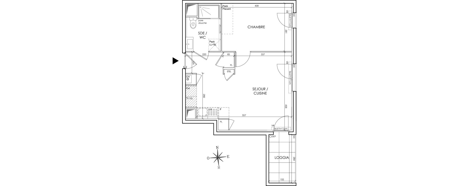 Appartement T2 de 42,81 m2 &agrave; Gleiz&eacute; Centre