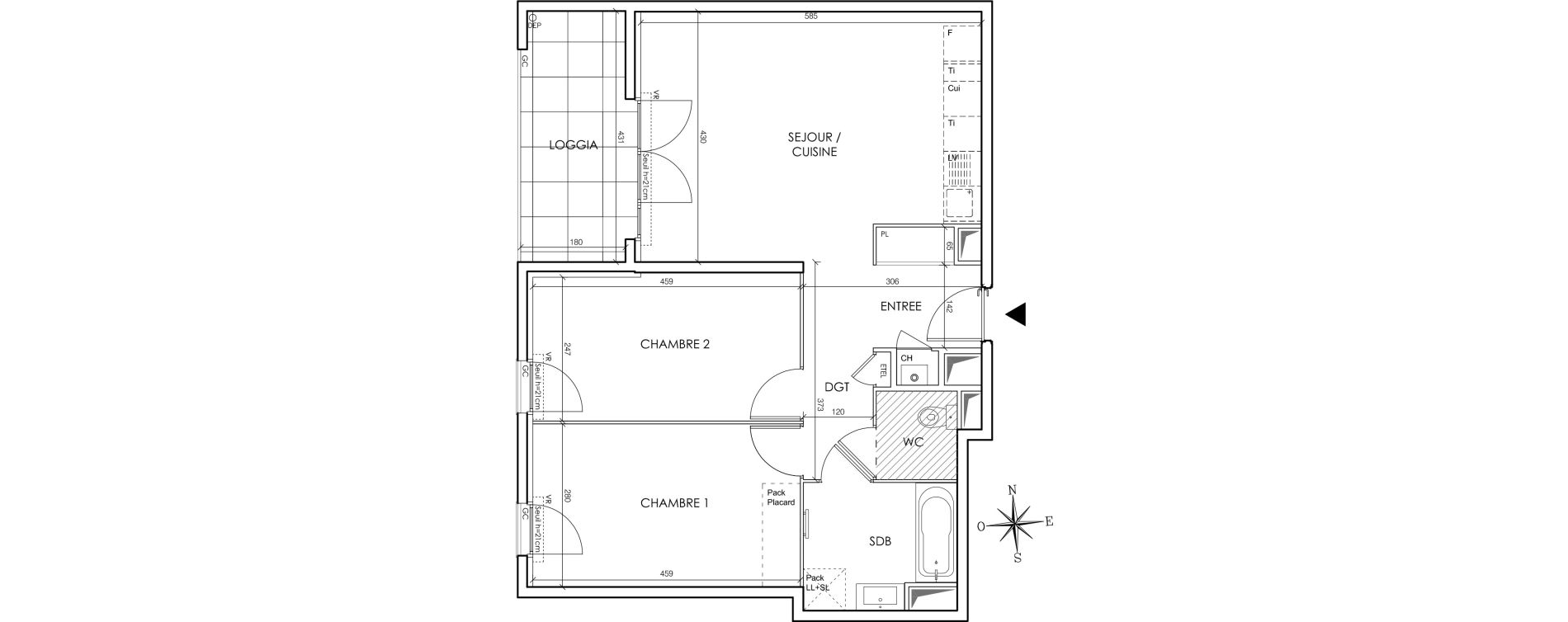 Appartement T3 de 64,24 m2 &agrave; Gleiz&eacute; Centre