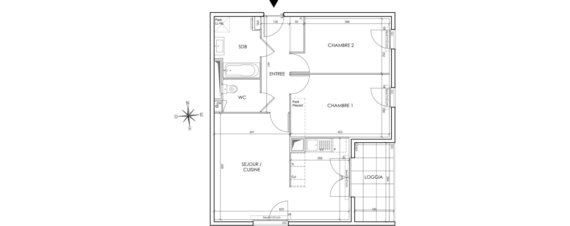 Appartement T3 de 65,12 m2 &agrave; Gleiz&eacute; Centre