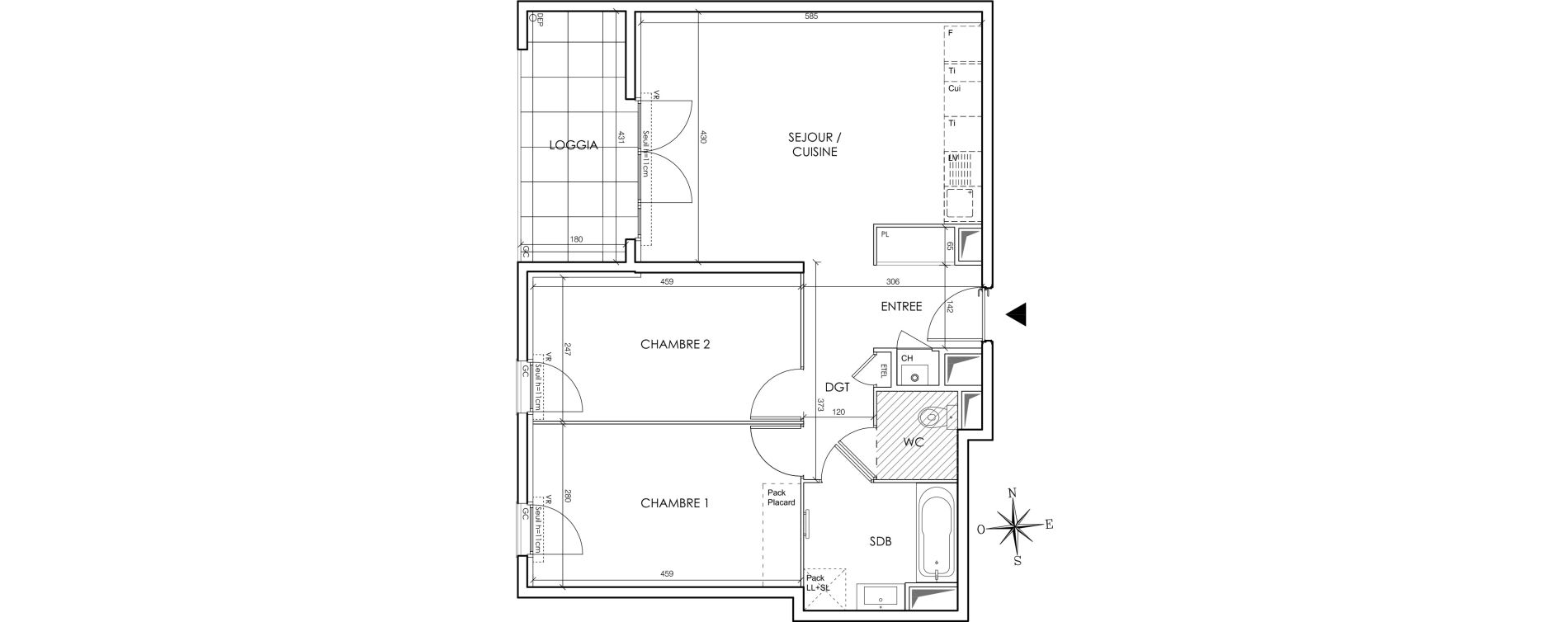 Appartement T3 de 64,24 m2 &agrave; Gleiz&eacute; Centre